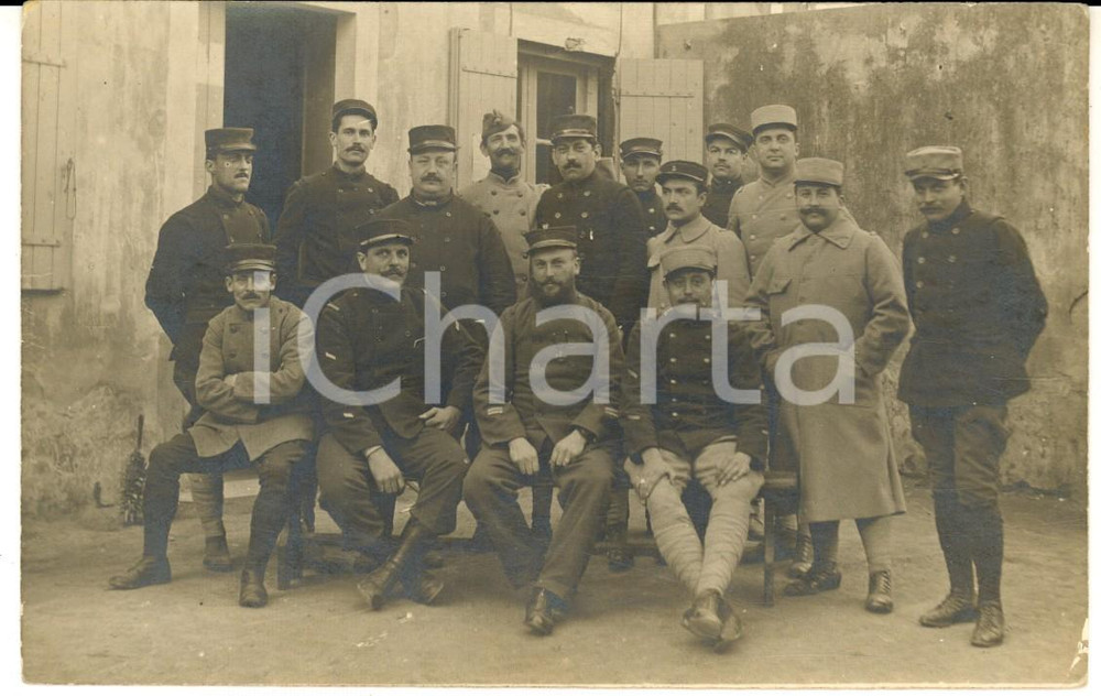 Fotografia d epoca originale 1915 ca WW1 FRANCIA Gruppo di ufficiali posa per la foto ricordo 1