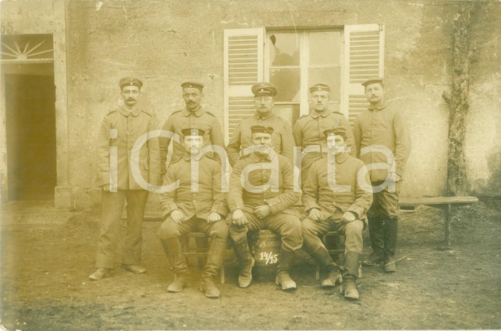 Fotografia d epoca originale 1915 GERMANIA WW1 Riservisti 1Â° Battaglione 8Â° Reggimento Fanteria Cartolina 1