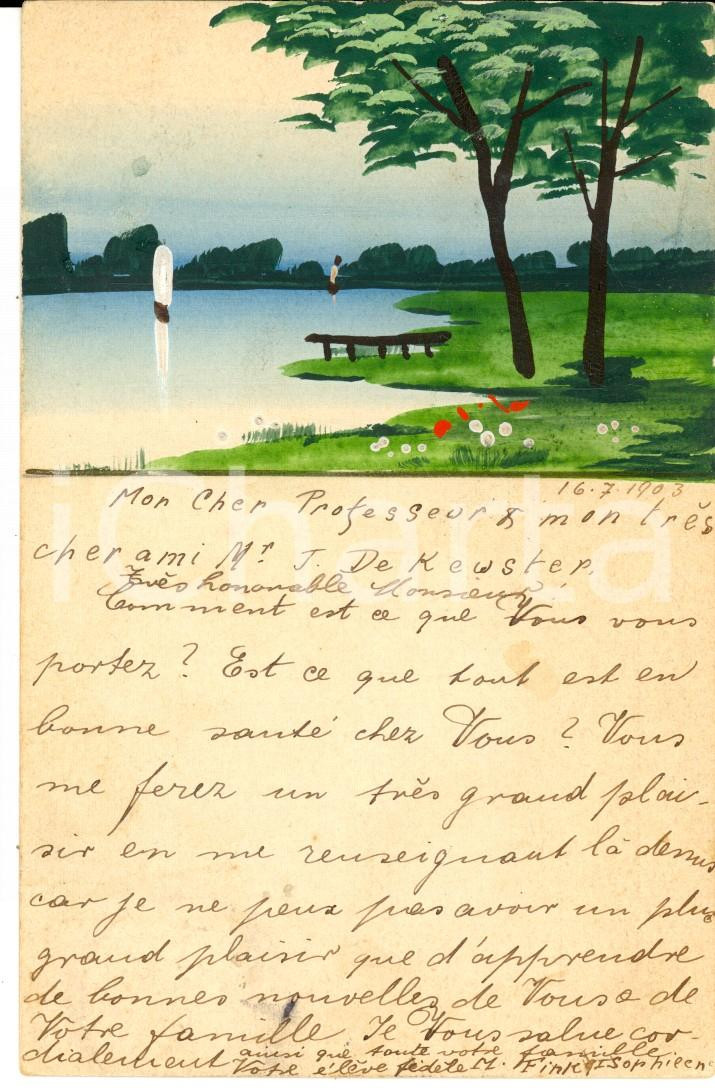 Cartolina originale da collezione 1903 BERLIN Cartolina da M. FINK a J. DE KEUSTER DIPINTA A MANO 1