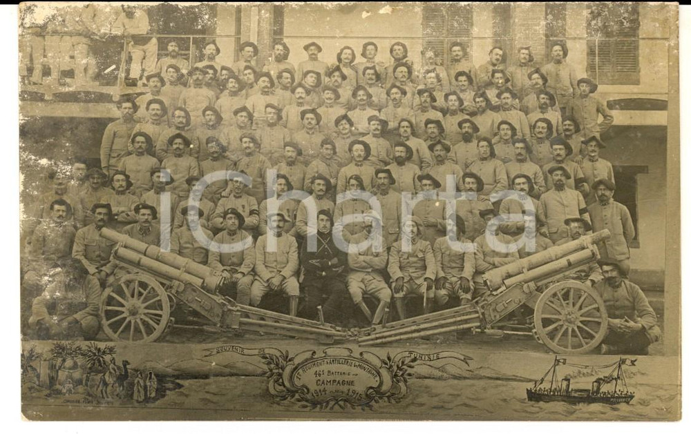 1915 WW1 FRANCE Soldats 1er régiment ARTILLERIE DE MONTAGNE 46e battérie *Photo