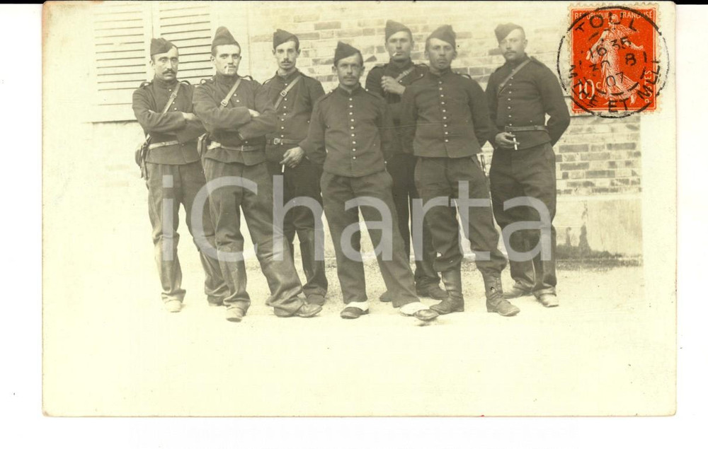 Fotografia d epoca originale 1907 TOUL FRANCE Soldats au dÃ©part pour les grands manoeuvres Photo 1
