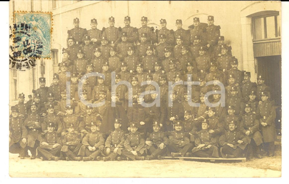 Fotografia d epoca originale 1906 MACON FRANCE Un rÃ©giment du GENIE Photo carte postale 1