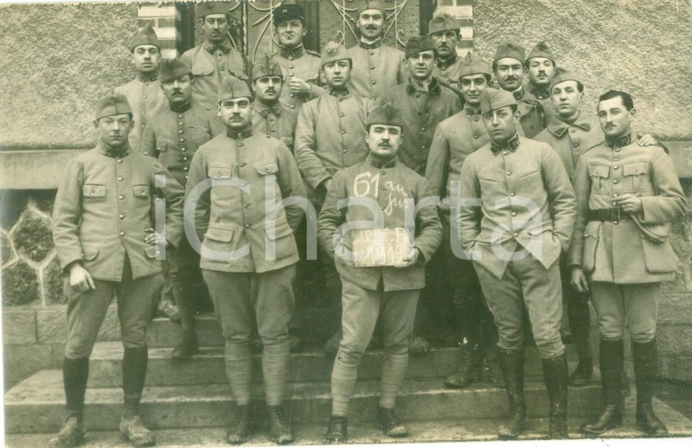 Fotografia d epoca originale 1919 CAMP DE CHALONS F Soldats du 25Â° RÃ©giment d Infanterie 61 au jus Photo 1