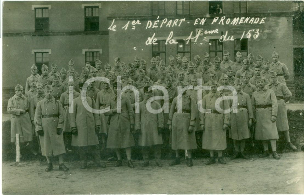 Fotografia d epoca originale 1915 ca WW1 FRANCIA Soldati 11Â° Compagnia 153Â° Reggimento di Fanteria Foto 1