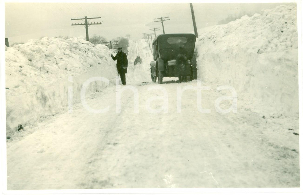 Fotografia d epoca originale 1917 CHIPPEWA PENNSYLVANIA USA Spalatori liberano la strada dalla neve FOTO 1
