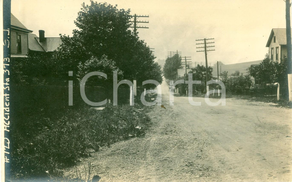 Fotografia d epoca originale 1916 WESTMORELAND, PENNSYLVANIA USA Tracce di un incidente stradale FOTO 1