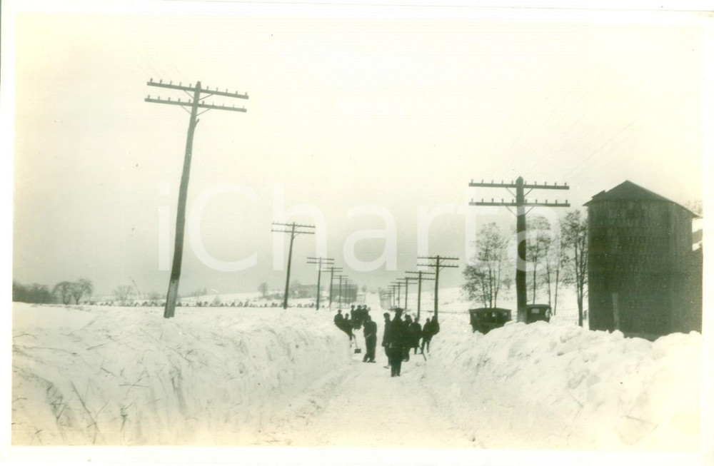 Fotografia d epoca originale 1917 BEAVER, PENNSYLVANIA USA Spalatori sgombrano la strada dalla neve FOTO 1