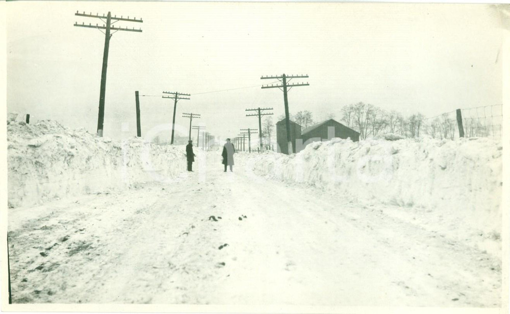 Fotografia d epoca originale 1917 BEAVER, PENNSYLVANIA USA Strada per DARLINGTON sgombra dalla neve FOTO 1