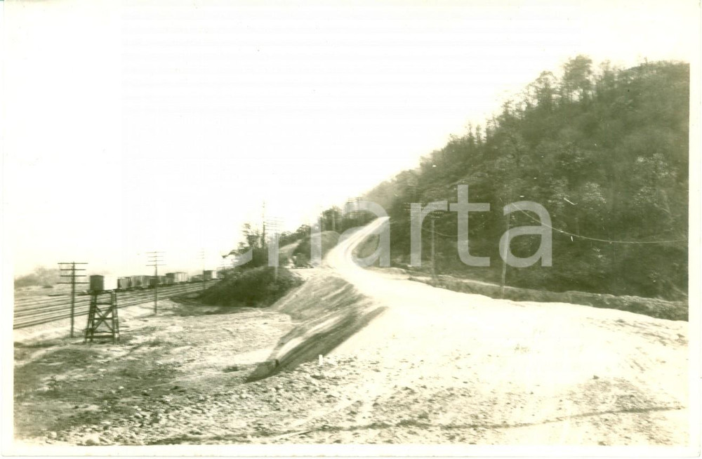 Fotografia d epoca originale 1918 BEAVER, PENNSYLVANIA USA Costruzione nuova strada lungo la ferrovia FOTO 1