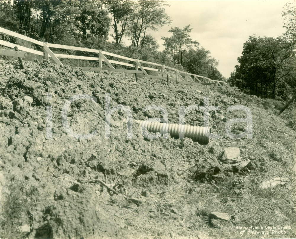 Fotografia d epoca originale 1930 GREENE COUNTY PENNSYLVANIA USA Sradicamento condutture per nuova autostrada 1