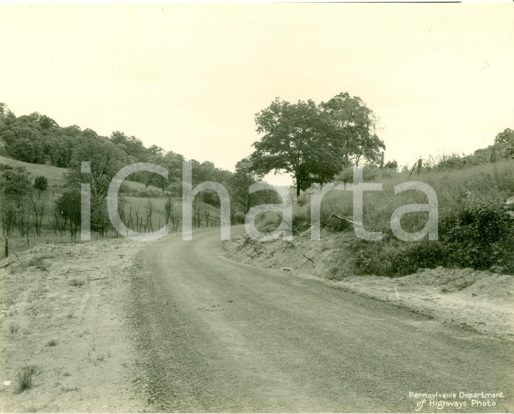 Fotografia d epoca originale 1930 GREENE COUNTY PENNSYLVANIA USA Il tracciato ghiaioso della nuova autostrada 1