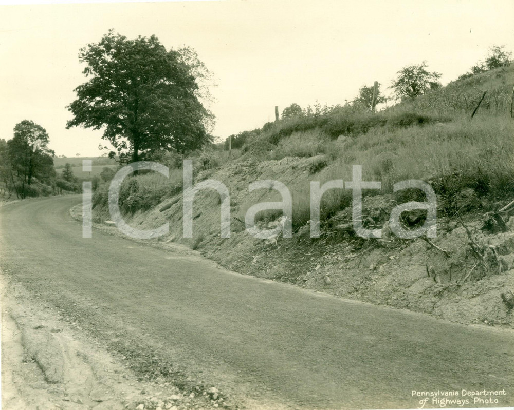 Fotografia d epoca originale 1930 GREENE COUNTY PENNSYLVANIA USA Tracciato ghiaioso della nuova autostrada 1