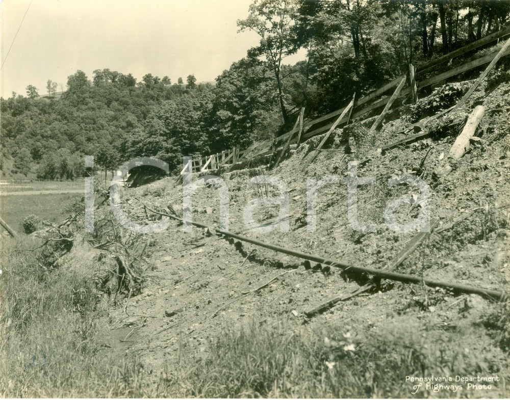 Fotografia d epoca originale 1933 GREENE COUNTY, PENNSYLVANIA USA Smottamenti lungo l autostrada Fotografia 1