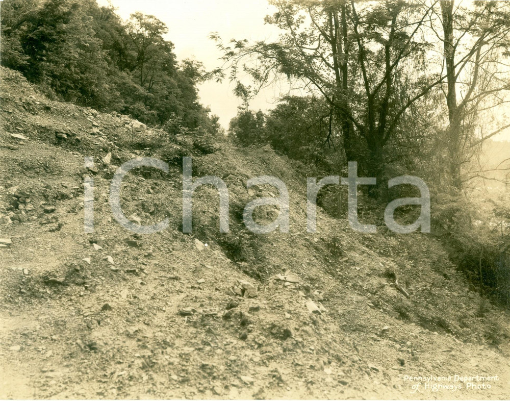 Fotografia d epoca originale 1933 FAYETTE COUNTY, PENNSYLVANIA USA Frane sulle colline lungo l autostrada 1