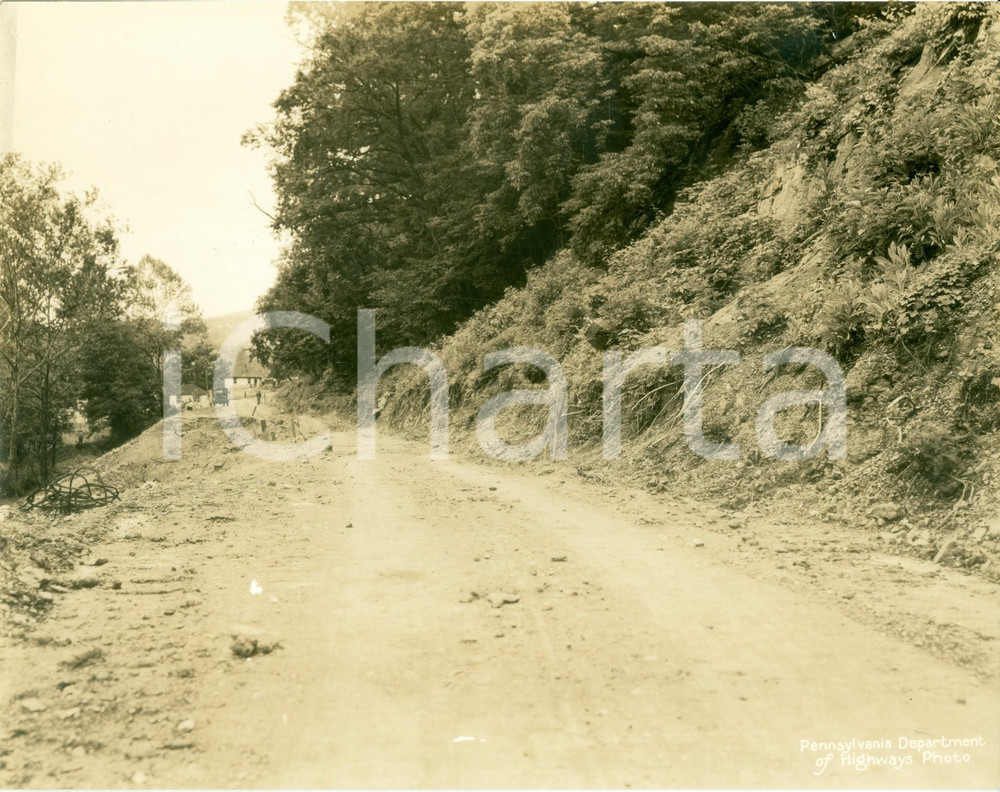 Fotografia d epoca originale 1933 FAYETTE COUNTY, PENNSYLVANIA USA Collina franata sulla vecchia strada 1