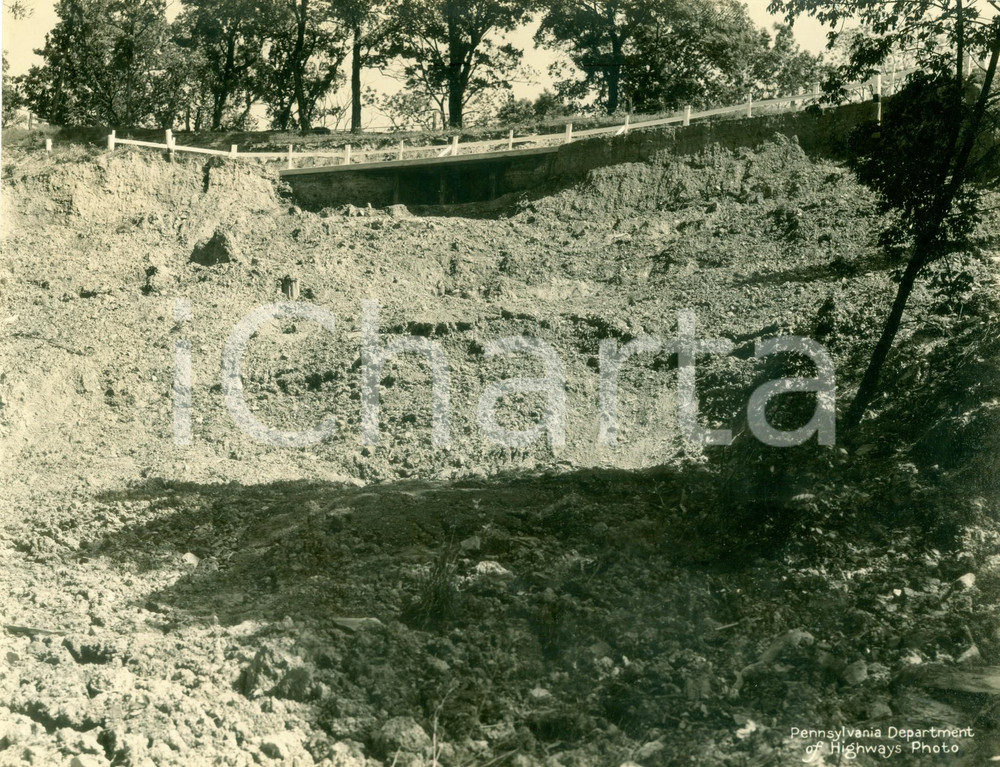 Fotografia d epoca originale 1933 GREENE COUNTY, PENNSYLVANIA USA Impalcature di sostegno per la frana 1
