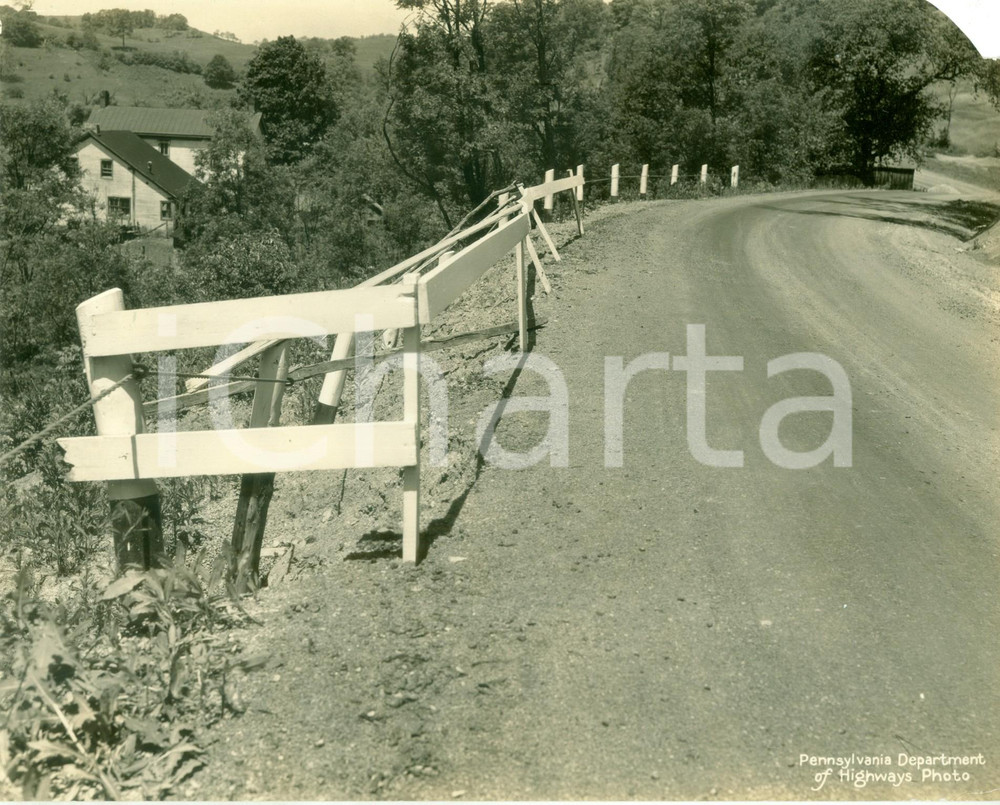 Fotografia d epoca originale 1933 GREENE COUNTY, PENNSYLVANIA USA Barricate per frana sulla T.R. 151 1