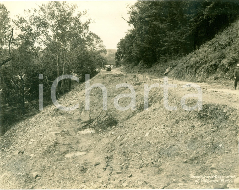 Fotografia d epoca originale 1933 FAYETTE COUNTY, PENNSYLVANIA USA Operai lungo la strada franata Foto 1