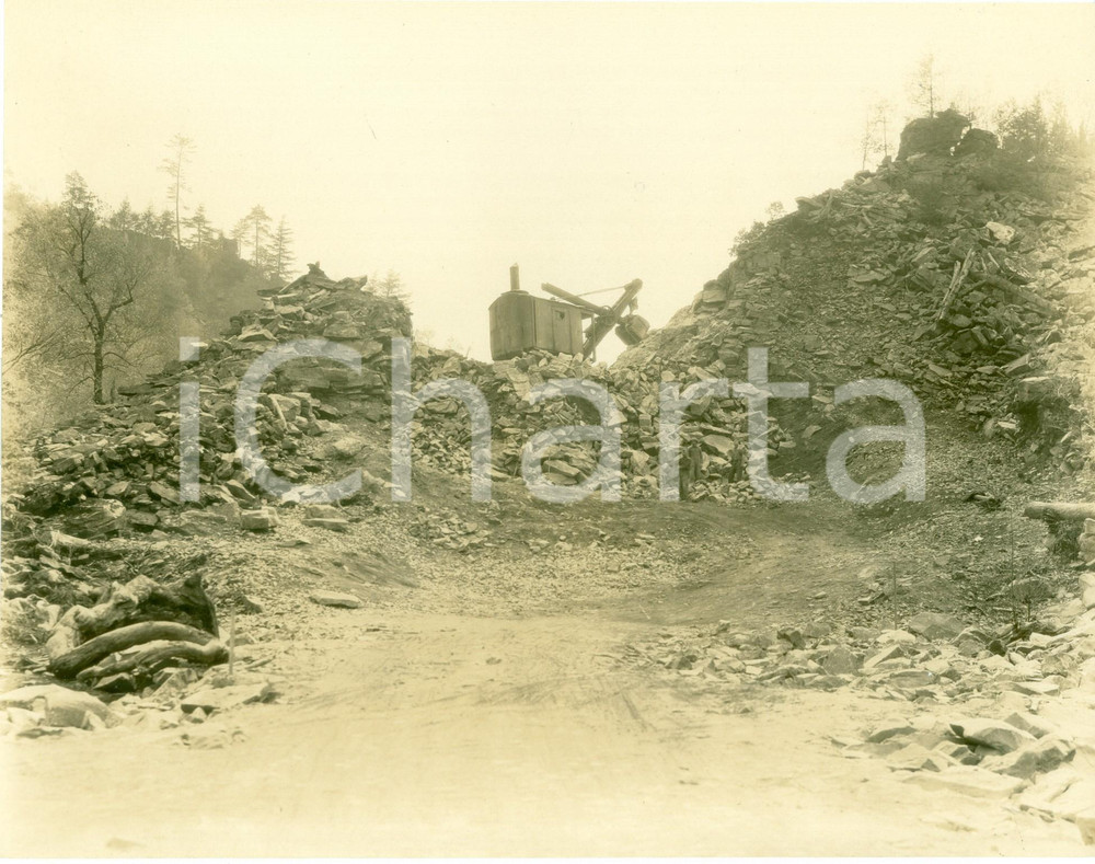 Fotografia d epoca originale 1930 RAUCHTOWN PENNSYLVANIA Escavatore BUCYRUS costruzione STATE HIGHWAY 503 1