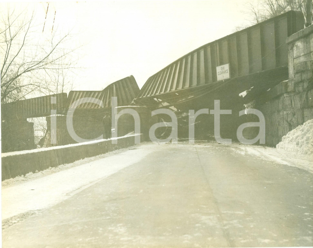 Fotografia d epoca originale 1936 PENNSYLVANIA USA Disastro ferroviario Treno READING RAILROAD deragliato 1