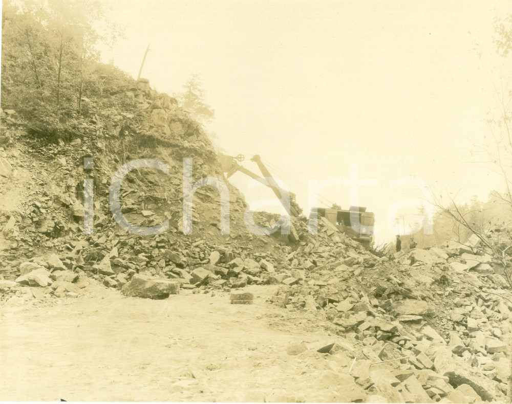Fotografia d epoca originale 1930 RAUCHTOWN, PENNSYLVANIA Escavatore BUCYRUS costruzione STATE HIGHWAY 503 1