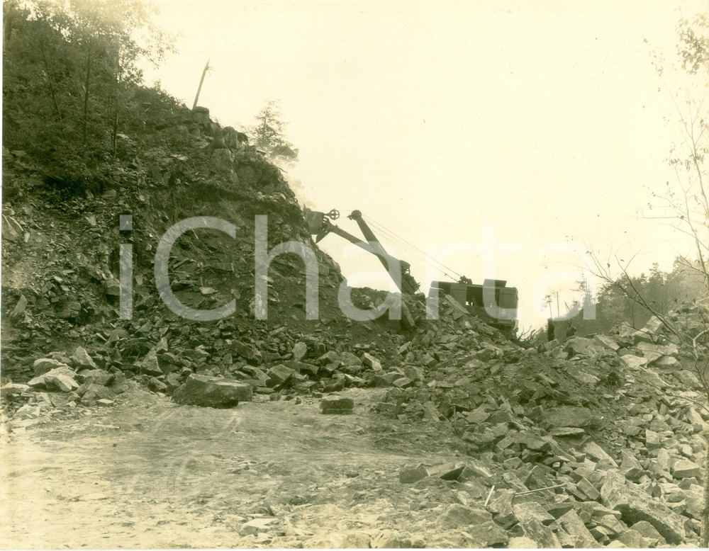 Fotografia d epoca originale 1930 RAUCHTOWN USA Escavatore BUCYRUS durante costruzione STATE HIGHWAY 503 1