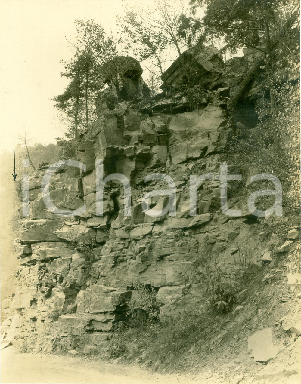 Fotografia d epoca originale 1930 RAUCHTOWN, PENNSYLVANIA USA Limiti degli scavi per nuova autostrada FOTO 1