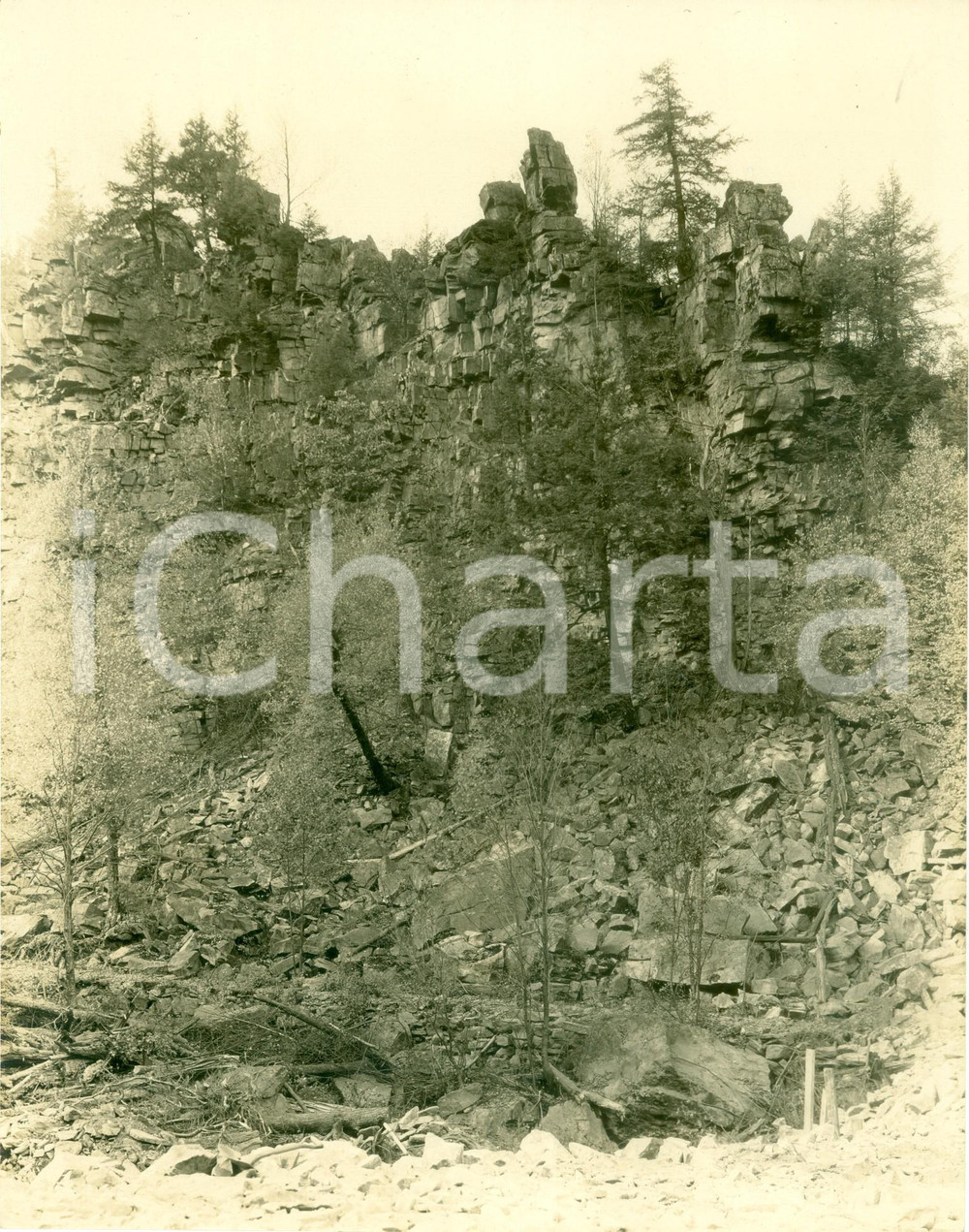 Fotografia d epoca originale 1930 RAUCHTOWN USA Montagna escavata per costruzione State Highway 503 FOTO 1