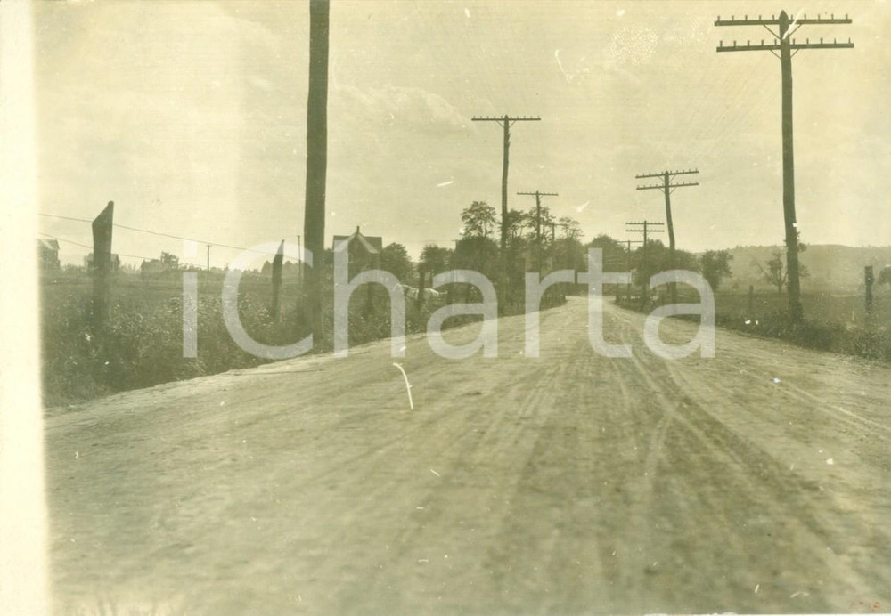 Fotografia d epoca originale 1908 PINE CREEK, PENNSYLVANIA USA La nuova strada tra i pascoli Fotografia 1