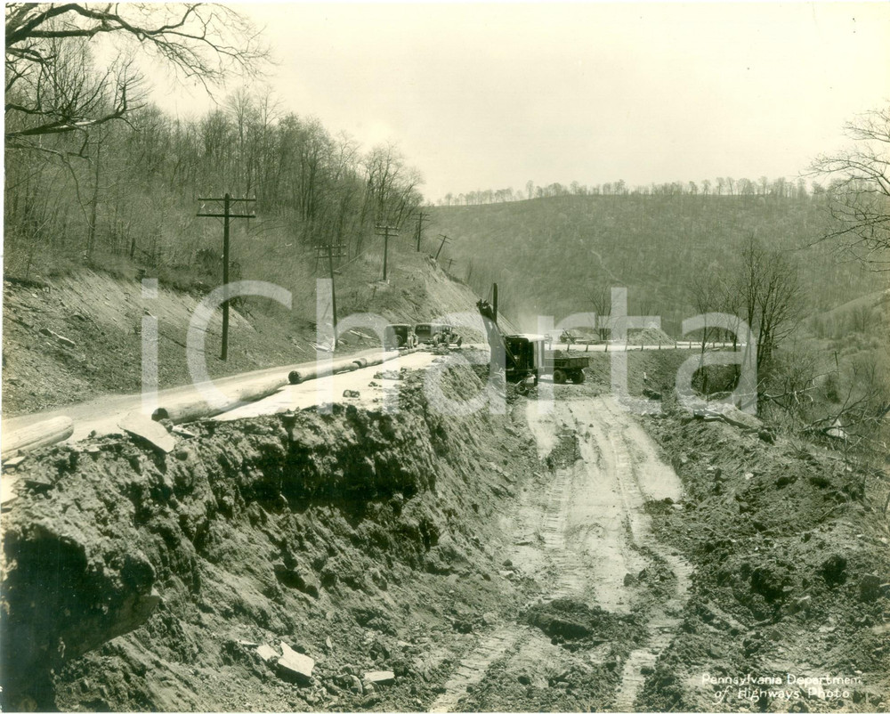 Fotografia d epoca originale 1934 FAYETTE COUNTY, PENNSYLVANIA USA Impresa DONORA CONSTRUCTION ruspa BUCYRUS 1