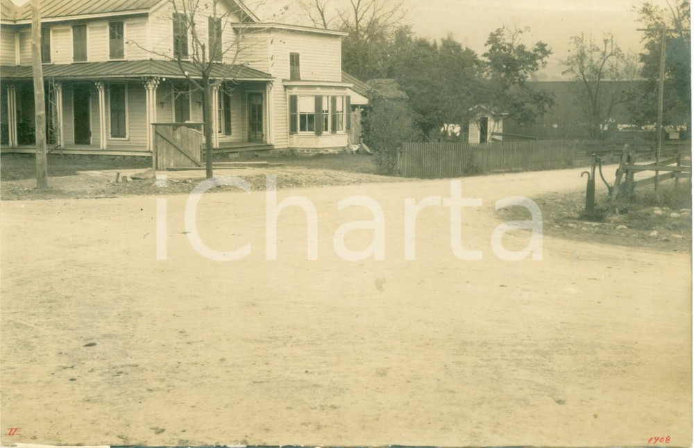 Fotografia d epoca originale 1908 ULSTER, PENNSYLVANIA USA Il villaggio di MILAN e la nuova strada rurale 1