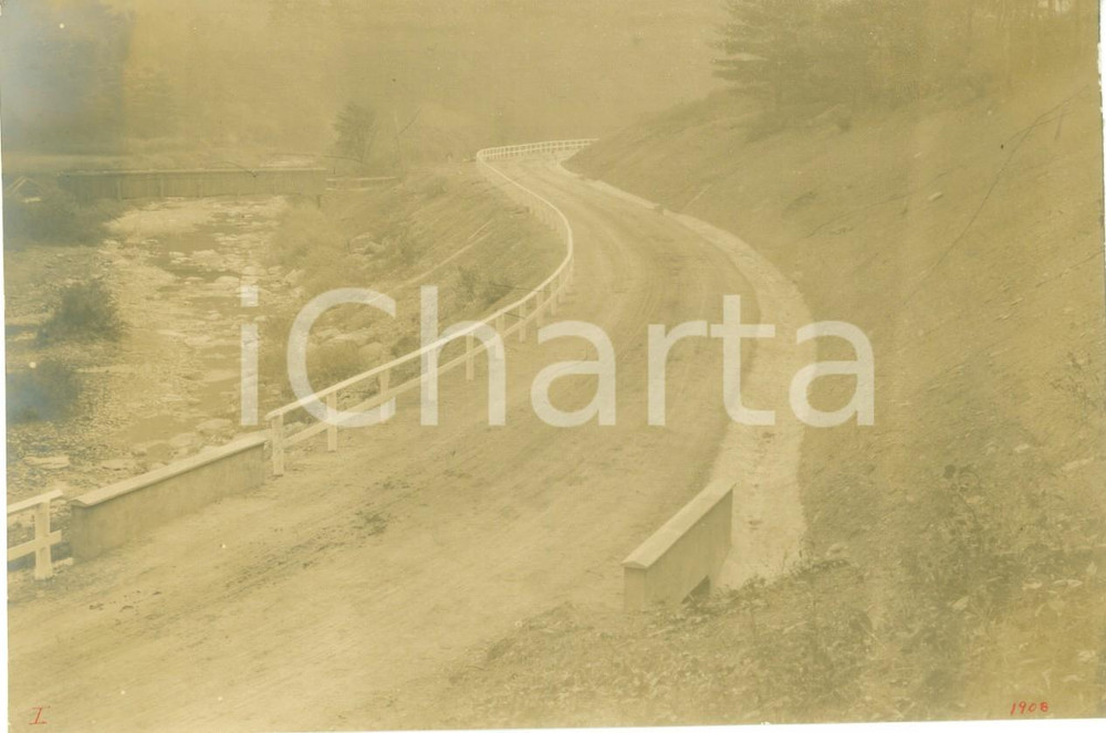 Fotografia d epoca originale 1908 DEERFIELD, PENNSYLVANIA Vecchia strada del TIOGA prima della rilocazione 1
