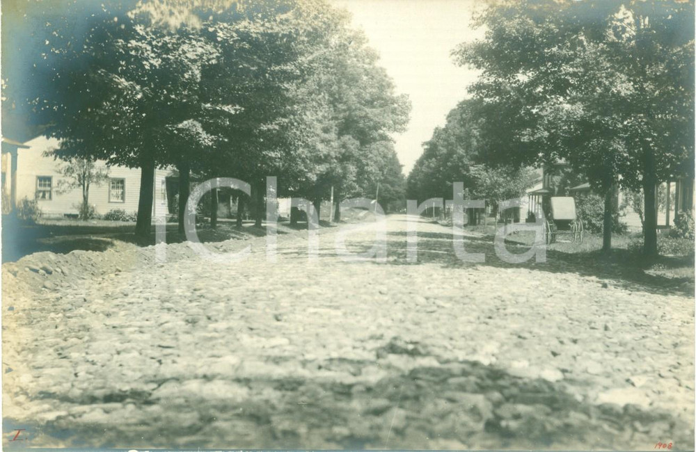 Fotografia d epoca originale 1908 BLOSSBURG, PENNSYLVANIA USA La pavimentazione di WILLIAMSON ROAD Foto 1