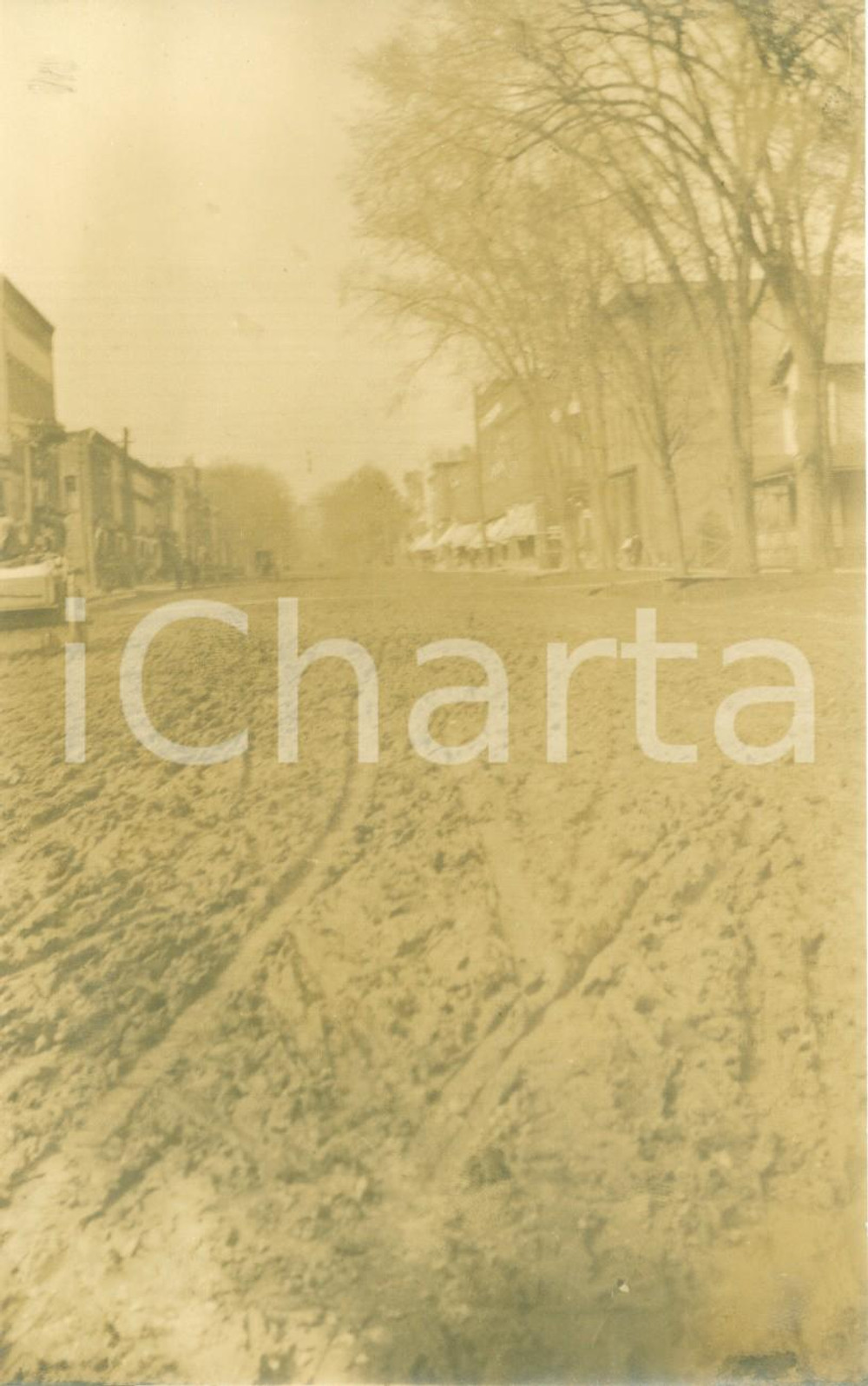 Fotografia d epoca originale 1908 WELLSBORO PENNSYLVANIA USA Veduta di Main Street durante i lavori FOTO 1