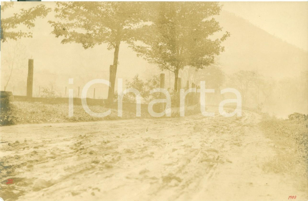 Fotografia d epoca originale 1908 GROVE TOWNSHIP PENNSYLVANIA USA Strada rurale durante lavori di ampliamento 1