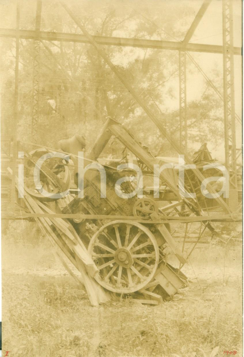 Fotografia d epoca originale 1908 WELLS, PENNSYLVANIA USA Rullo compressore BOOTH & FLINN per County Bridge 1