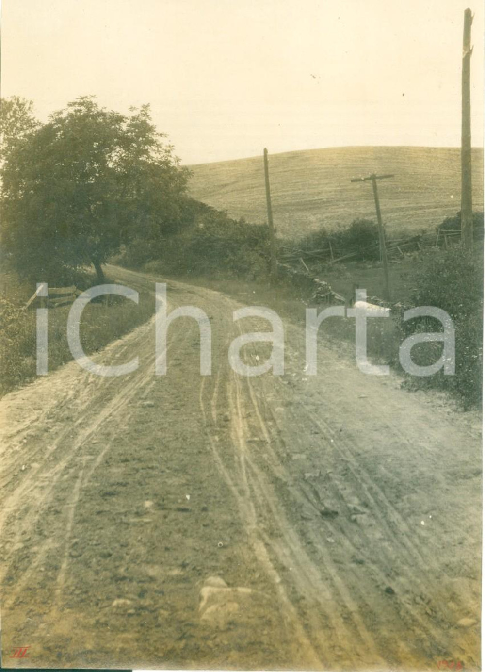 Fotografia d epoca originale 1908 WYALUSING, PENNSYLVANIA USA Camptown Road prima dei lavori di miglioramento 1