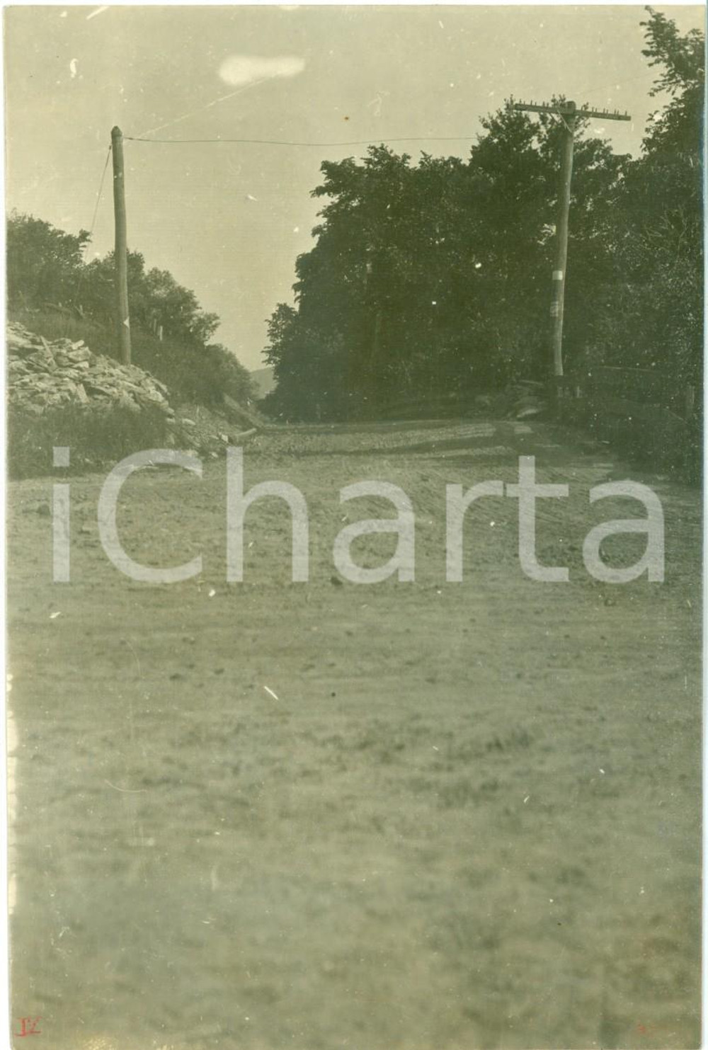 Fotografia d epoca originale 1908 DEERFIELD, PENNSYLVANIA USA Strada rurale prima della ripavimentazione 1