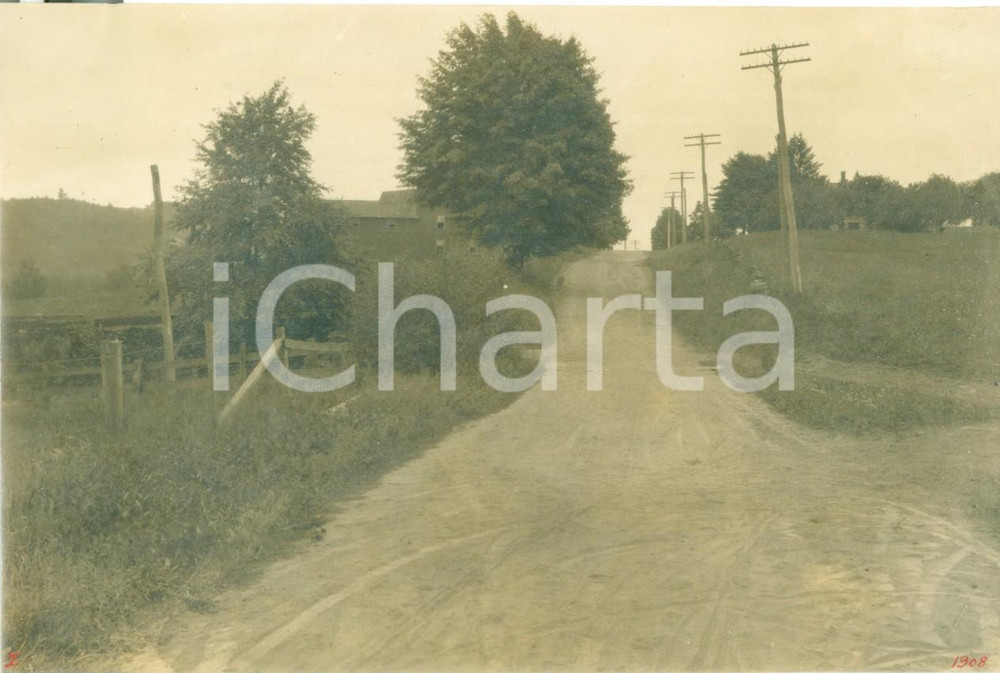 Fotografia d epoca originale 1908 WYALUSING PENNSYLVANIA USA La strada rurale prima dei lavori Fotografia 1