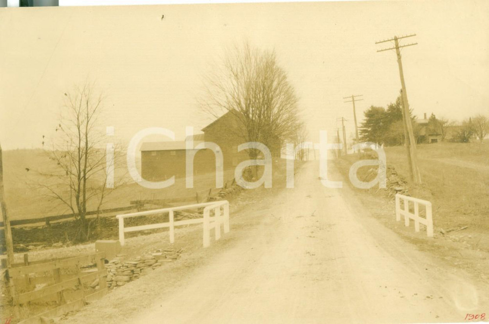 Fotografia d epoca originale 1908 WYALUSING PENNSYLVANIA USA La strada rurale dopo i lavori Fotografia 1