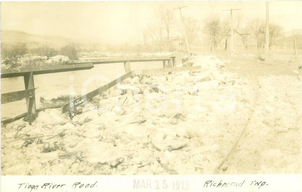 Fotografia d epoca originale 1912 RICHMOND, PENNSYLVANIA USA Scavi sulla Tioga River Road Fotocartolina 1