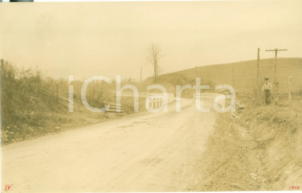 Fotografia d epoca originale 1908 WYALUSING, PENNSYLVANIA USA Camptown Road prima dei miglioramenti 1