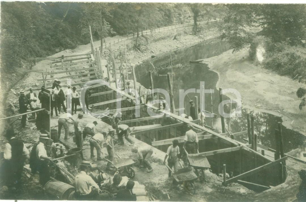 Fotografia d epoca originale 1908 TROY PENNSYLVANIA USA Costruzione della Long s Pond Road Fotocartolina 1