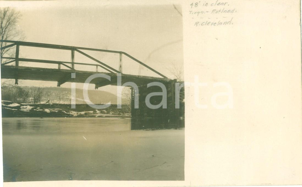 Fotografia d epoca originale 1908 RUTLAND, PENNSYLVANIA USA Il nuovo ponte sul fiume TIOGA Fotocartolina 1