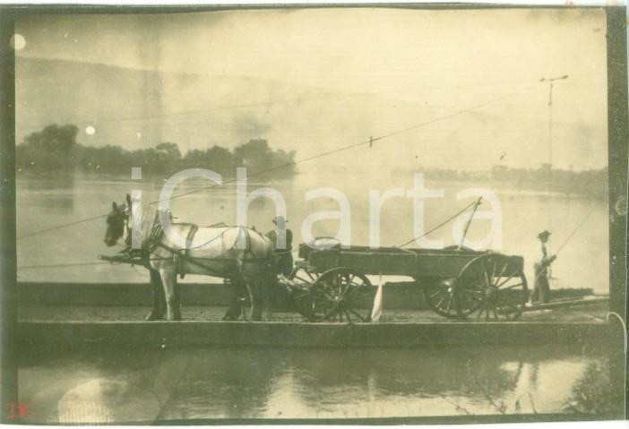 Fotografia d epoca originale 1908 DUNNSTABLE, PENNSYLVANIA USA Carro su chiatta sul SUSQUEHANNA RIVER 1