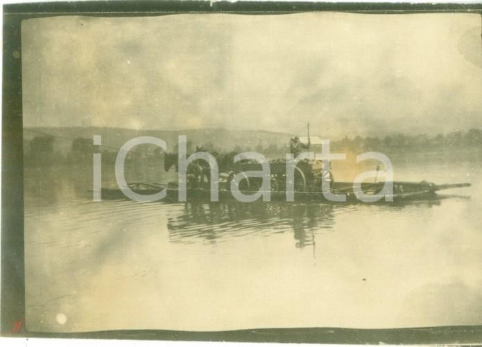 Fotografia d epoca originale 1908 DUNNSTABLE, PENNSYLVANIA USA Carro su chiatta su SUSQUEHANNA RIVER 1