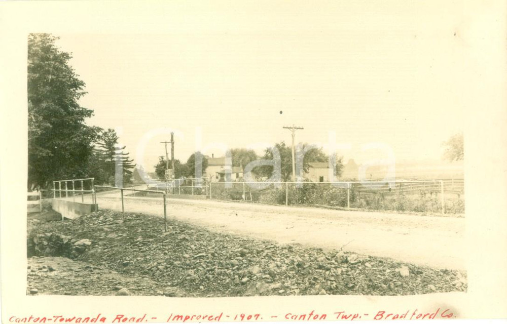 Fotografia d epoca originale 1907 CANTON, PENNSYLVANIA USA Veduta di TOWANDA ROAD dopo i lavori Fotografia 1