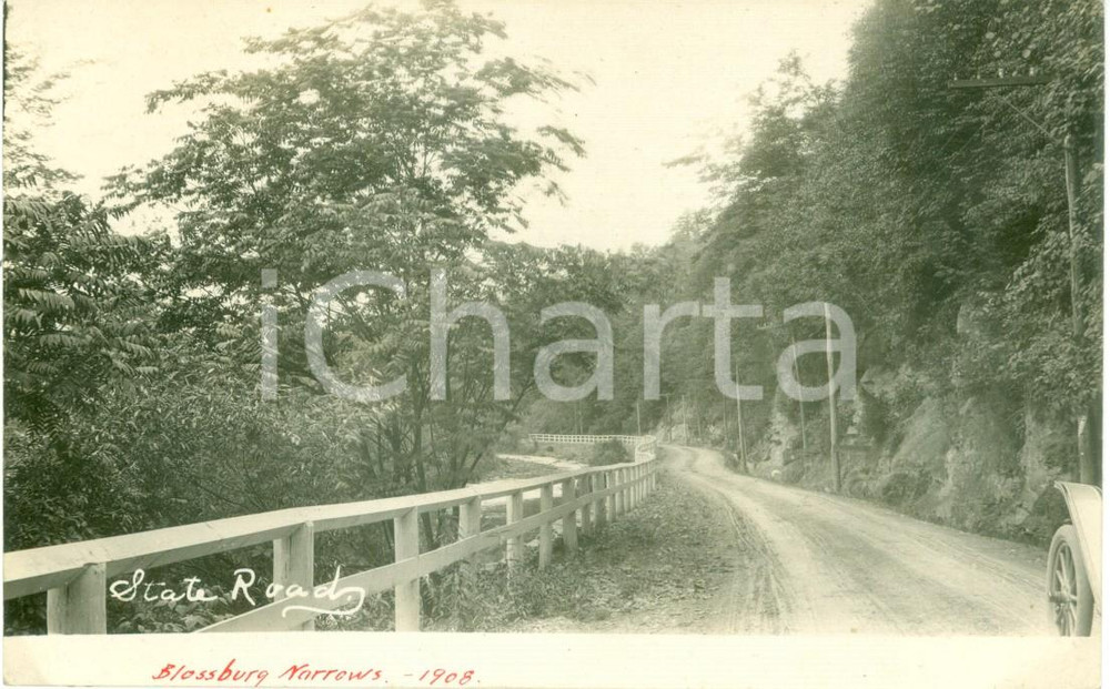Fotografia d epoca originale 1908 BLOSSBURG, PENNSYLVANIA USA Veduta della State Road Fotocartolina 1