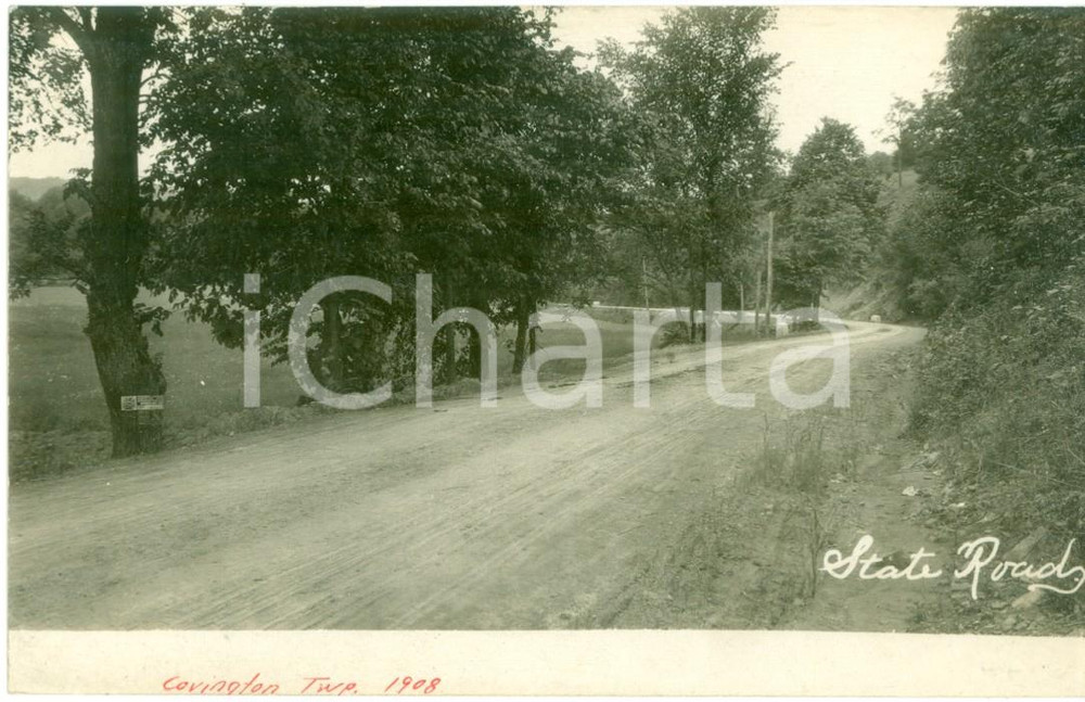Fotografia d epoca originale 1908 COVINGTON, PENNSYLVANIA USA Veduta della State Road Fotocartolina 1