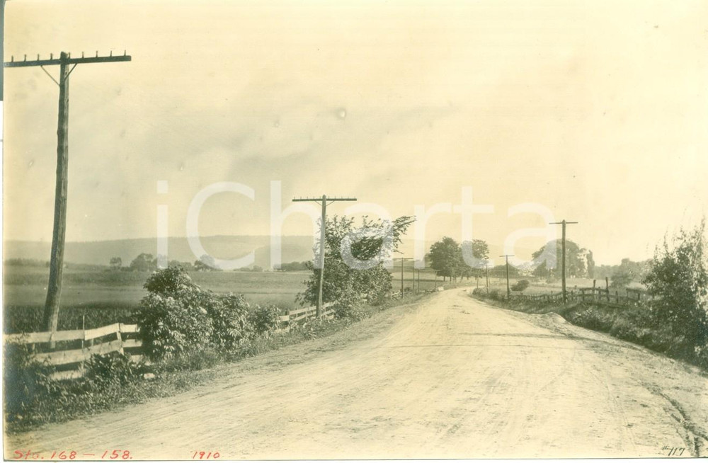 Fotografia d epoca originale 1910 WYSOX, PENNSYLVANIA USA Veduta di ROME ROAD dopo la ricostruzione Foto 1